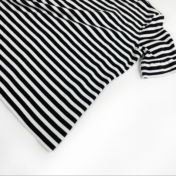 J crew Ruffle-sleeve T-shirt in stripe size XS - Picture 4 of 7